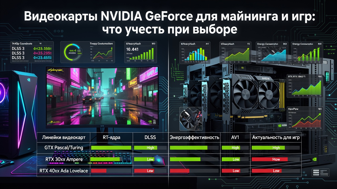 Видеокарты NVIDIA GeForce для майнинга и игр: что учесть при выборе