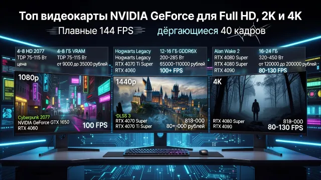 Топ видеокарты NVIDIA GeForce для Full HD, 2K и 4K